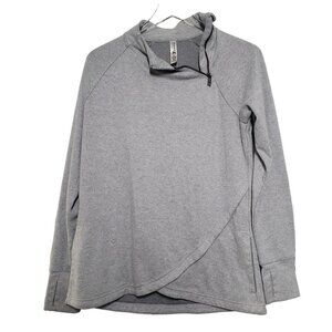 Kyodan Outdoor Activewear Sweater Thumbholes Mock Neck Gray Pullover Womens L